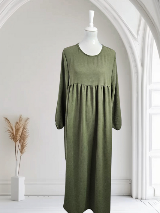 Abaya Kleid mit breiten Ärmel Farbe Dunkelgrün