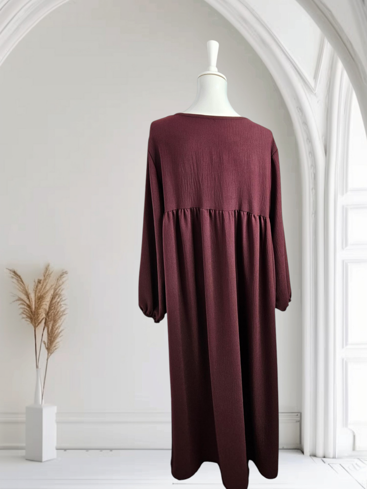 Abaya Kleid mit breiten Ärmel Farbe Weinrot