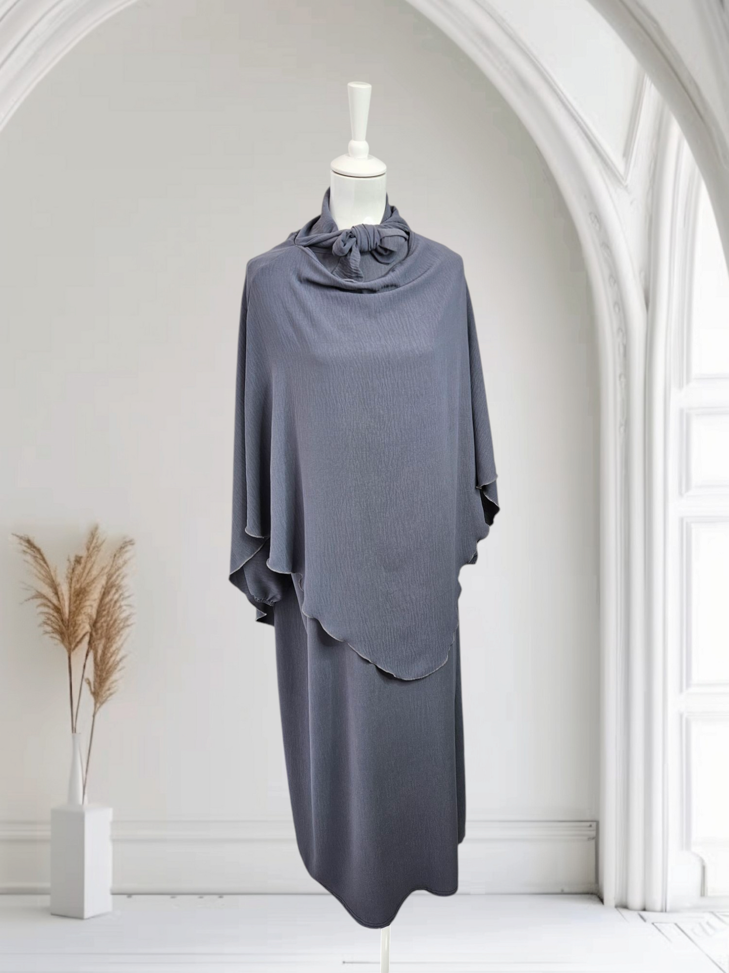 Abya khimar Set Farbe Grau