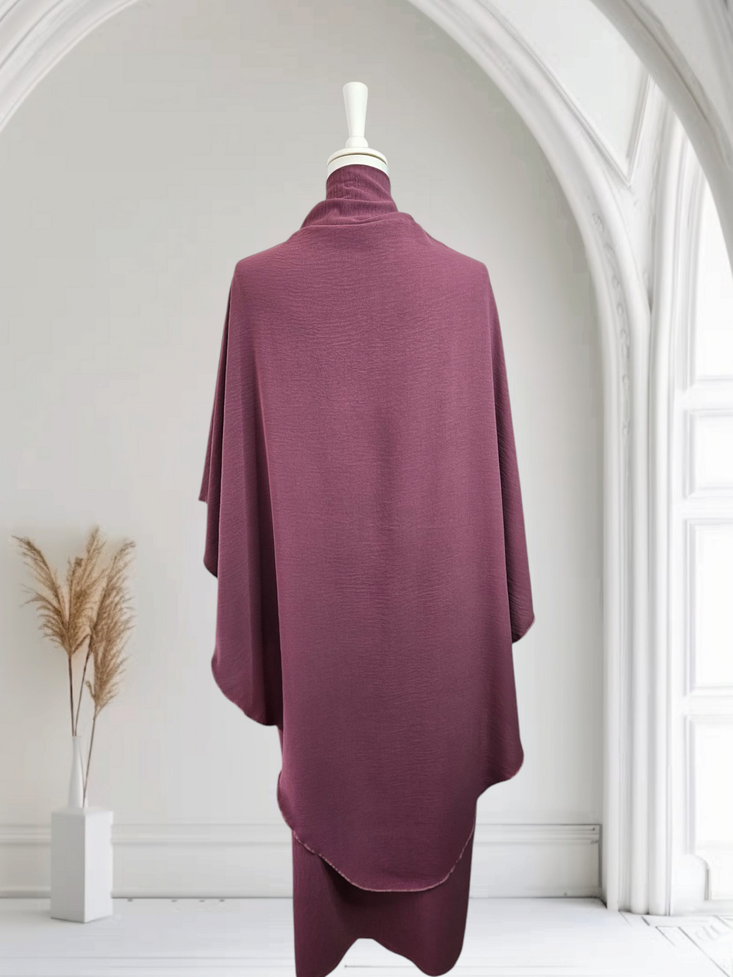 Abya khimar Set Dunkelrosa