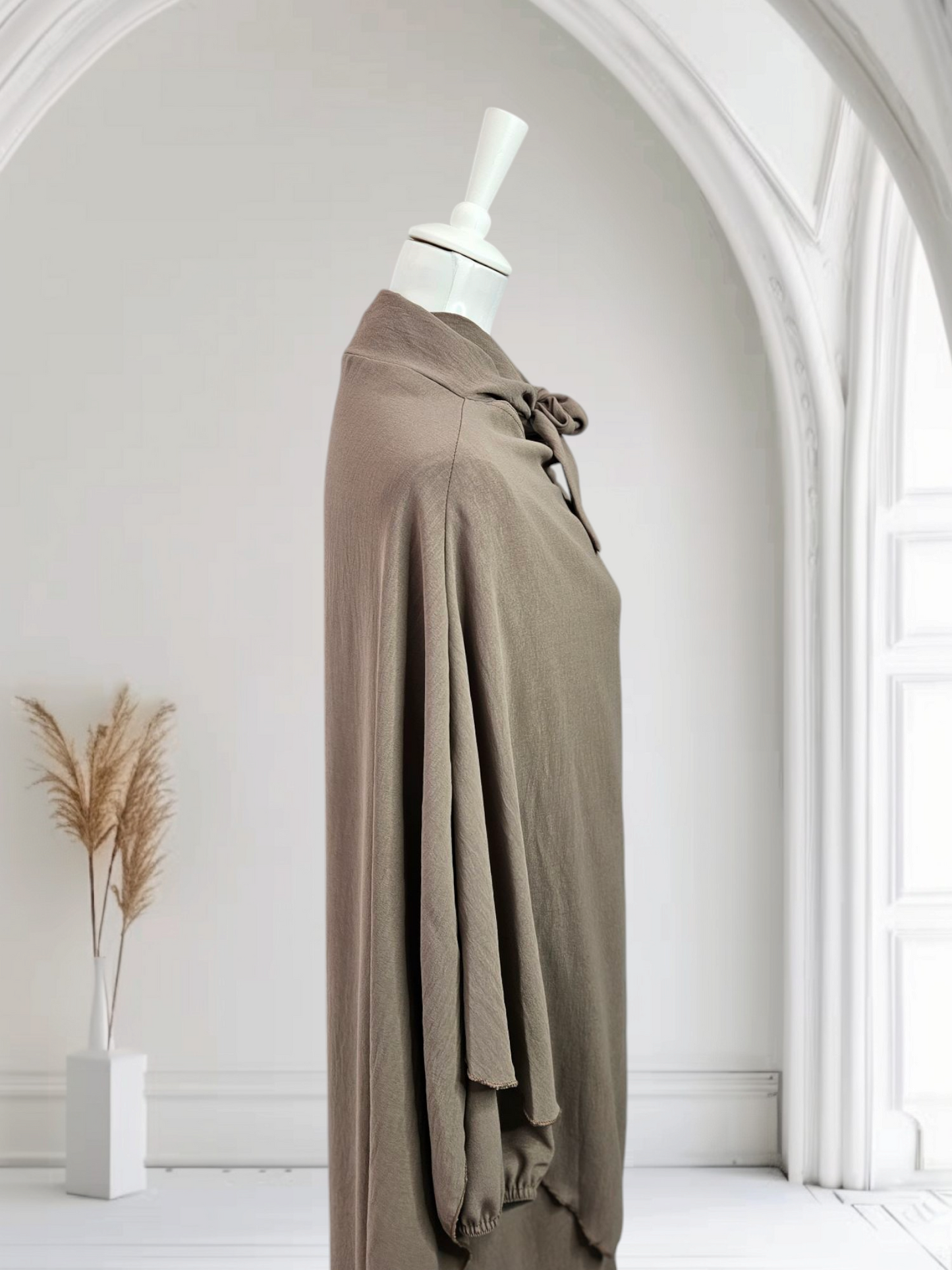 Abya khimar Set Farbe Sandbraun