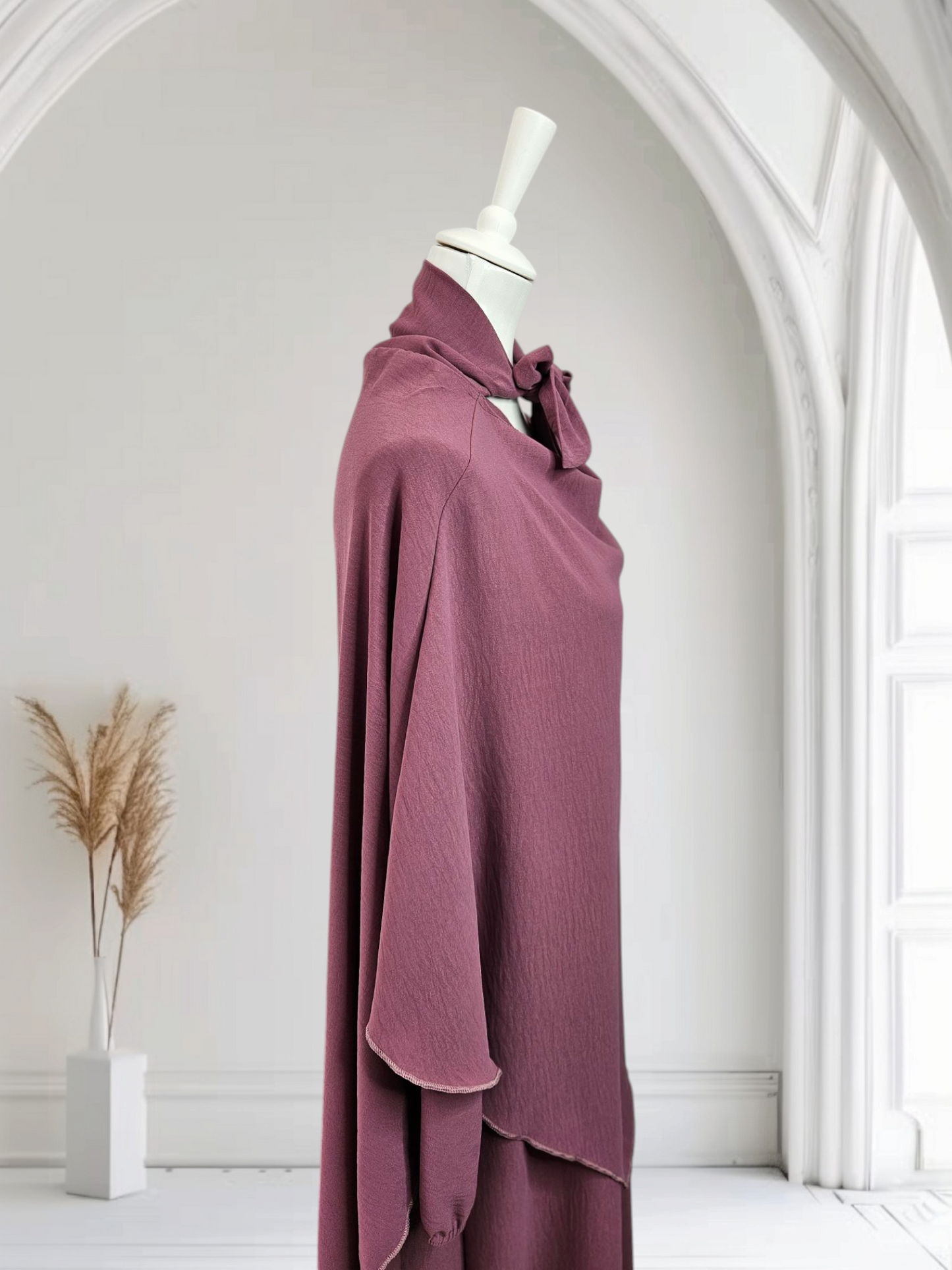 Abya khimar Set Dunkelrosa