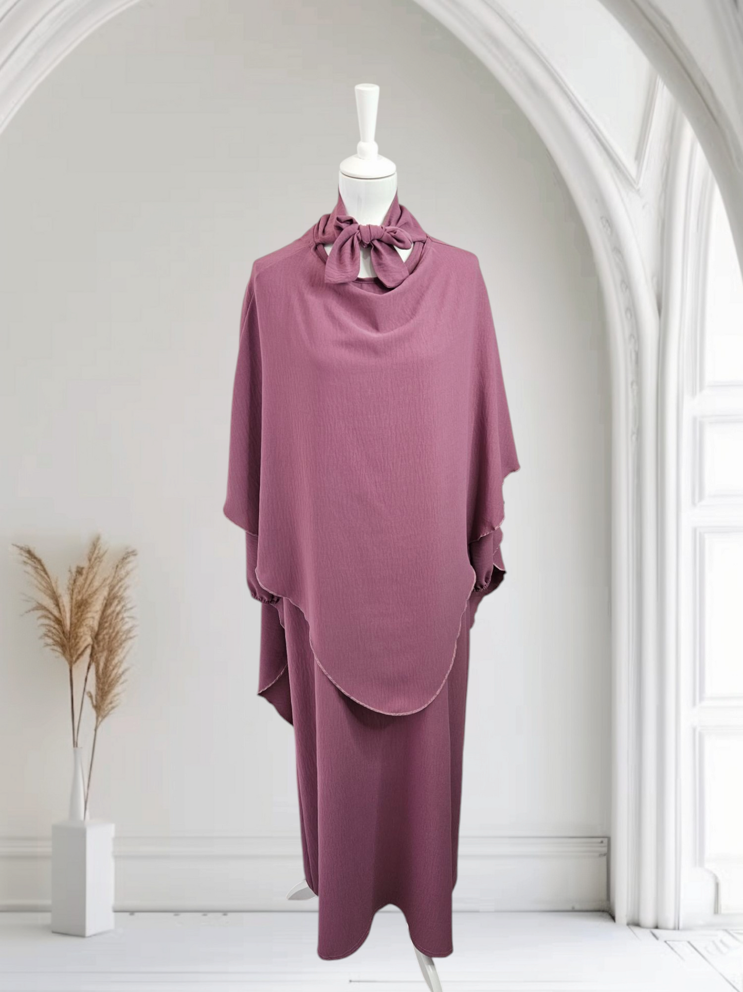 Abya khimar Set Dunkelrosa